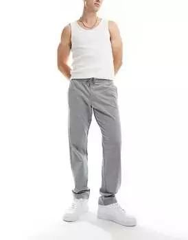 Зауженные брюки серого меланжа Jack & Jones с поясом на кулиске