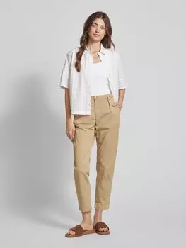 Зауженные брюки со складками и шлевками для ремня Goldgarn, бежевый