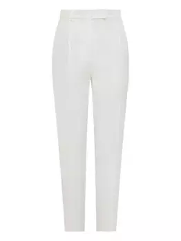 Зауженные брюки со складками MAX MARA, белый