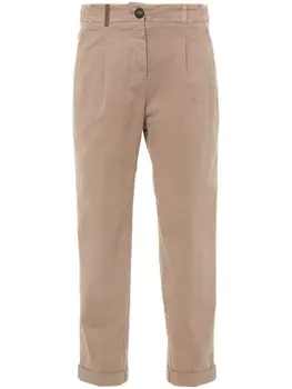 Зауженные брюки со складками Peserico, коричневый