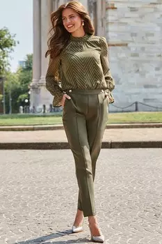 Зауженные брюки Sosandar, зеленый