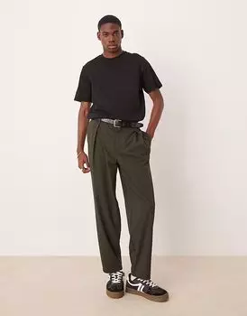 Зауженные брюки свободного кроя с глубокими складками серого цвета от ASOS DESIGN