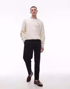 Зауженные брюки Topman из ткани сирсакер темно-синего цвета