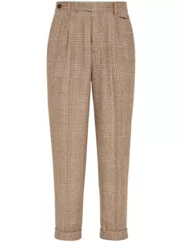 Зауженные брюки в клетку Brunello Cucinelli, коричневый