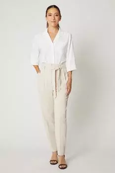 Зауженные брюки в виде бумажного пакета с высокой талией Debenhams, бежевый