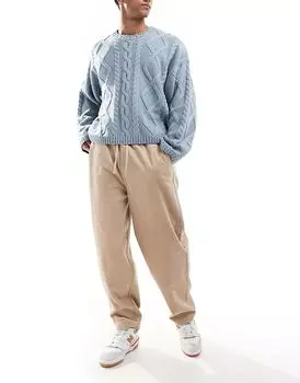 Зауженные брюки вельветового кроя бежевого цвета ASOS DESIGN