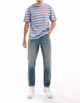 Зауженные джинсы ASOS DESIGN с винтажным оттенком, средне-синего цвета