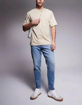 Зауженные джинсы ASOS DESIGN стретч средней степени стертости с эффектом потертости