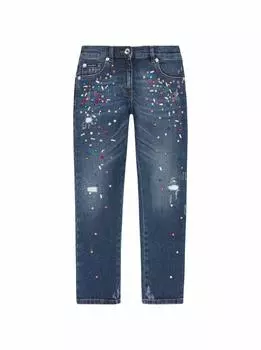 Зауженные джинсы cо стразами Dolce&Gabbana