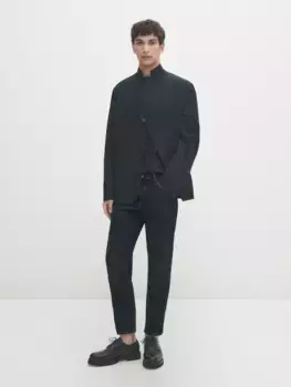Зауженные джинсы dirty wash Massimo Dutti, индиго