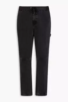 Зауженные джинсы из денима со вставками-ракушками FRAME, черный