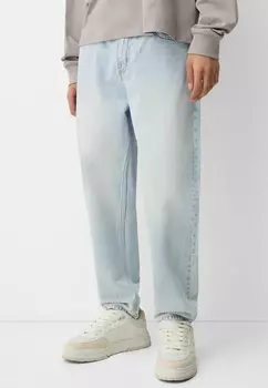 Зауженные джинсы LOOSE Bershka, светло-голубой