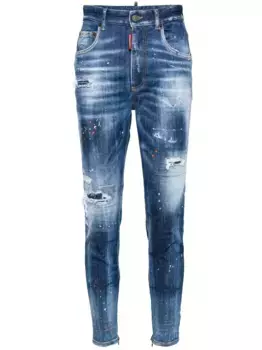 Зауженные джинсы с эффектом потертости DSQUARED2, синий