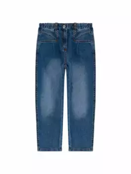 Зауженные джинсы с эффектом потертости Il Gufo, тёмно-синий