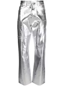 Зауженные джинсы с эффектом потертости MM6 Maison Margiela, серебяный