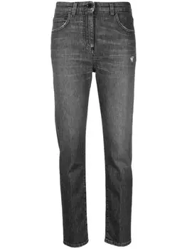 Зауженные джинсы с эффектом потертости Seventy, черный