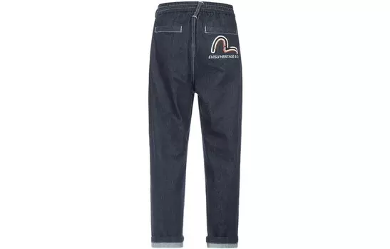 Зауженные джинсы с принтом «Чайка» Evisu, синий