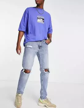 Зауженные джинсы с протертыми коленями ASOS DESIGN