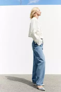 Зауженные джинсы с заглаженными складками H&M, синий
