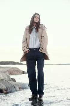 Зауженные джинсы с заглаженными складками H&M, синий