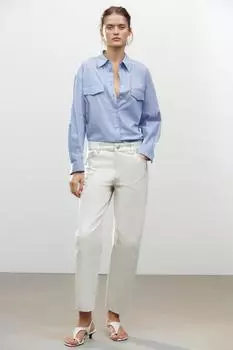 Зауженные джинсы средней посадки ZARA, экрю