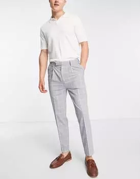 Зауженные к низу элегантные брюки в серую клетку ASOS DESIGN