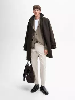 Зауженные книзу вельветовые брюки Massimo Dutti, бежевый