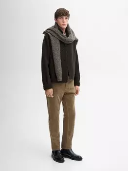Зауженные книзу вельветовые брюки Massimo Dutti, хаки