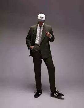 Зауженные костюмные брюки с утепленными ручками и складками Topman цвета хаки