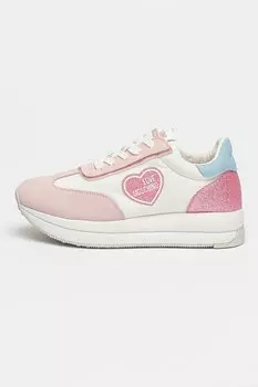 Зауженные кроссовки с замшей Love Moschino, белый