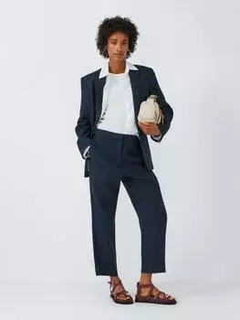 Зауженные льняные брюки John Lewis, темно-синий