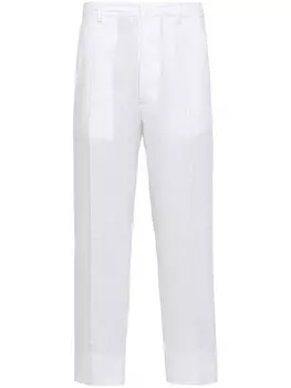 Зауженные льняные брюки Prada, белый