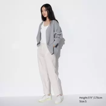 Зауженные полосатые брюки из смеси льна и хлопка UNIQLO, белый