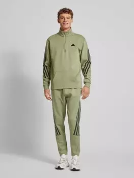 Зауженные спортивные брюки с фирменными полосками ADIDAS SPORTSWEAR, оливковый