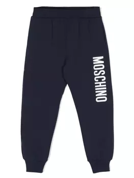 Зауженные спортивные брюки с логотипом Moschino Kids, синий