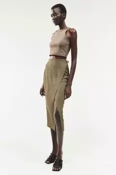 Завернуть юбку в мятый вид H&M, хаки