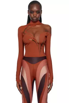 Завитой боди Mugler, цвет sienna