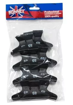 Зажимы для пряжек Ronney Professional 81мм x 12 шт. Черный