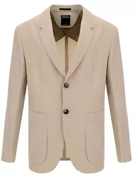 Zegna блейзер из смеси шерсти и льна, нейтральный цвет