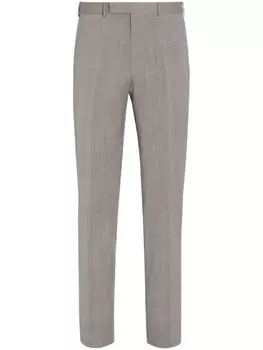 Zegna брюки Trofeo из смеси шерсти и шелка, нейтральный цвет