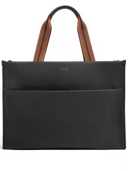 Zegna deerskin tote bag, черный