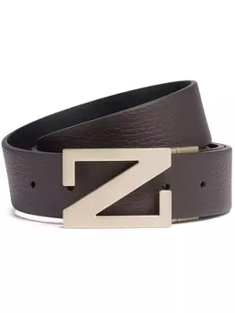 Zegna двусторонний ремень из зернистой кожи, коричневый