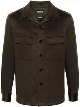 Zegna флисовая рубашка, коричневый