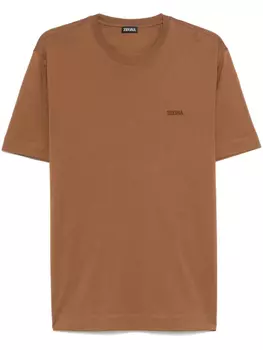 Zegna футболка с вышитым логотипом, коричневый
