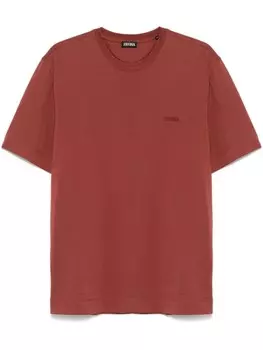 Zegna футболка с вышитым логотипом, красный