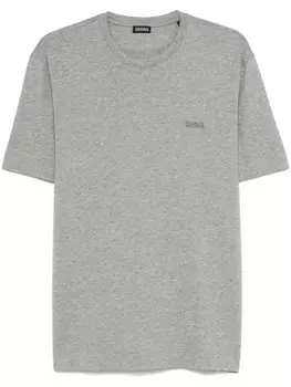 Zegna футболка с вышитым логотипом, серый