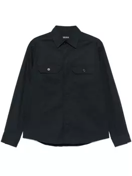 Zegna габардиновая рубашка, синий