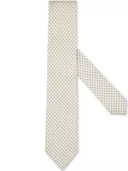 Zegna geometric pattern mulberry silk tie, нейтральный цвет