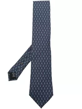 Zegna graphic-print mulberry-silk tie, синий
