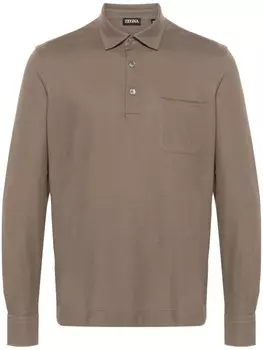 Zegna хлопковая рубашка-поло, зеленый